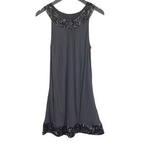 Express Women's Midi Shift Dress‎ Sequin Detail Side Pocket Medium Charcoal Gray